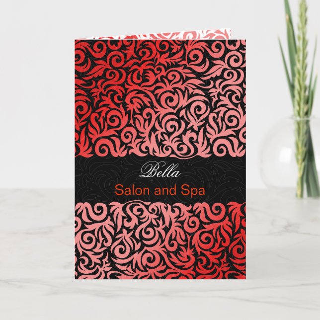 Red Damask Business Danke Cards (Vorderseite)
