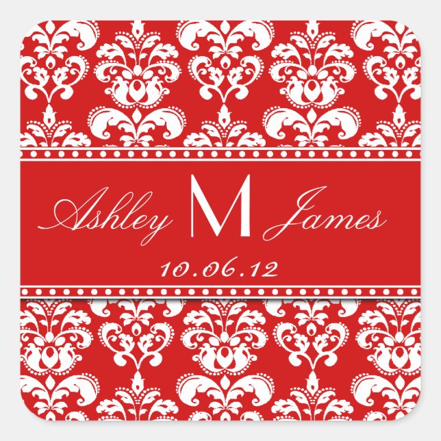 Red Damask Enregistrer les stickers Date (Devant)