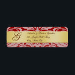 Red Damask Gold Monogram Christmas Address Labels<br><div class="desc">Unsere Red Damask Gold Monogram Weihnachtsadressen Labels fügen Ihren Umschlägen eine Touch Eleganz hinzu.</div>