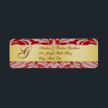 Red Damask Gold Monogram Christmas Address Labels<br><div class="desc">Unsere Red Damask Gold Monogram Weihnachtsadressen Labels fügen Ihren Umschlägen eine Touch Eleganz hinzu.</div>