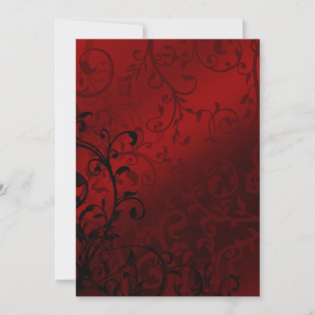 Red Damask Gothic Wedding Einladung (Vorderseite)