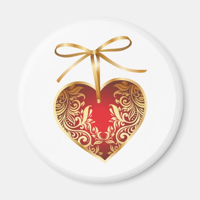 Red Damask Heart Magnet (Vorne)