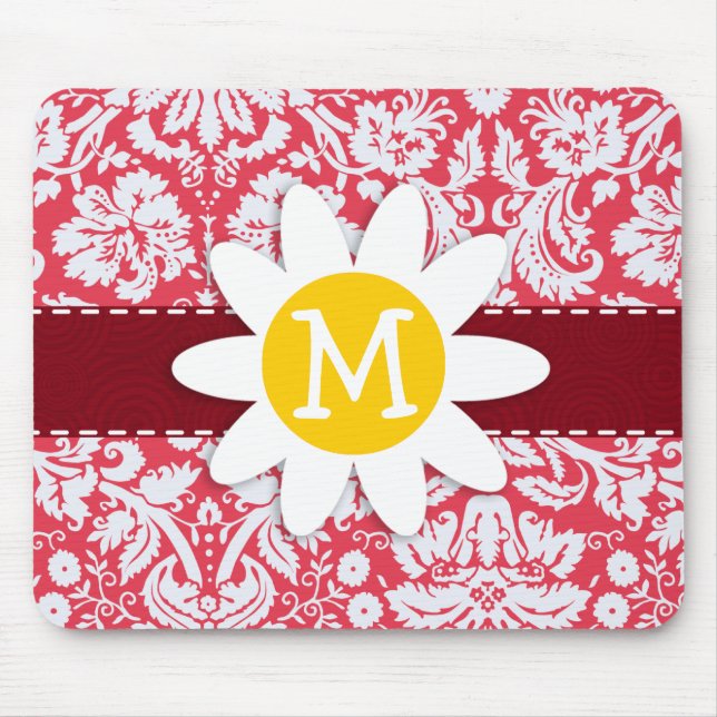 Red Damask Muster; Daisy Mousepad (Vorne)