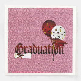 Red Damask Nostalgischer Schriftart und Balloons A Serviette