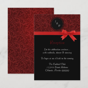 Red Damask & Red Bow - Empfang Einladung