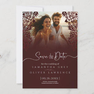 Red Damask Save the Date Card mit benutzerdefinier Dankeskarte