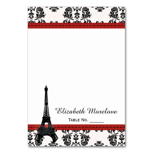 RED Damask Tour Eiffel Tente Cartes de Place (Par défaut)