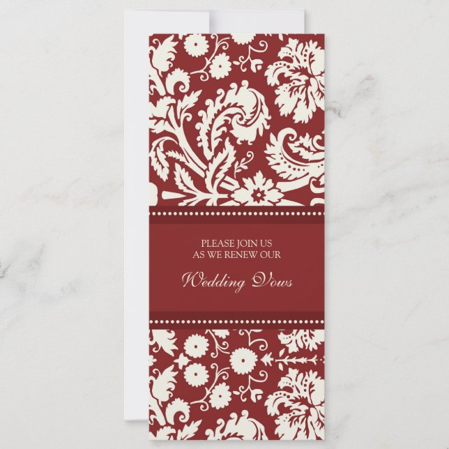 Red Damask Wedding Vow Renewal Einladungen (Vorderseite)