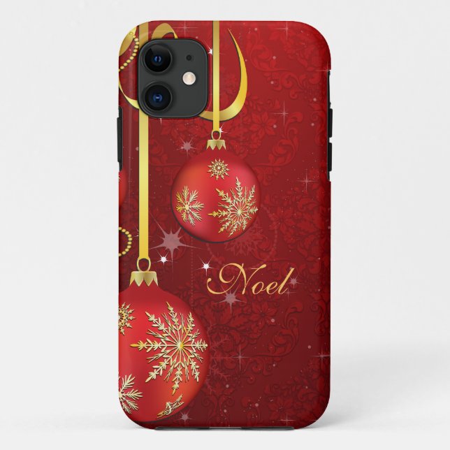 Red Damask Weihnachten Case-Mate iPhone Hülle (Rückseite)