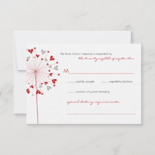 Red Dandels Liebe Summer Wedding RSVP Card Karte