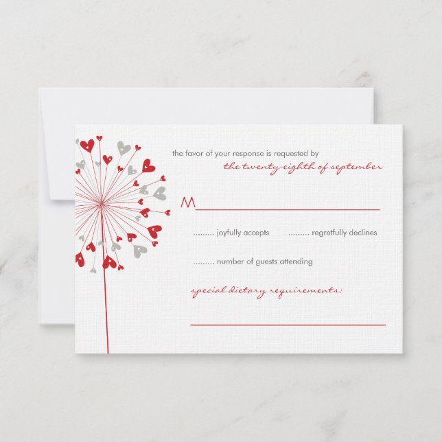 Red Dandels Liebe Summer Wedding RSVP Card Karte (Vorderseite)