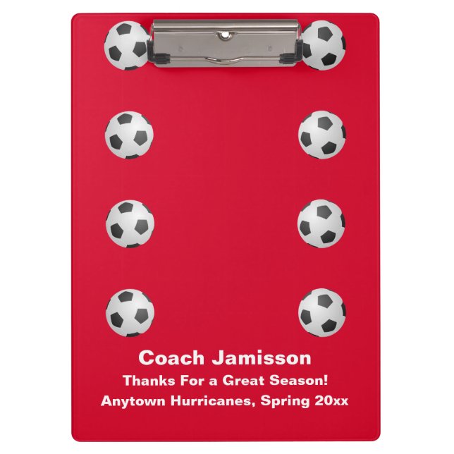 Red, danke Coach, Name, Fußball-Ball, Klemmbrett (Vorderseite)