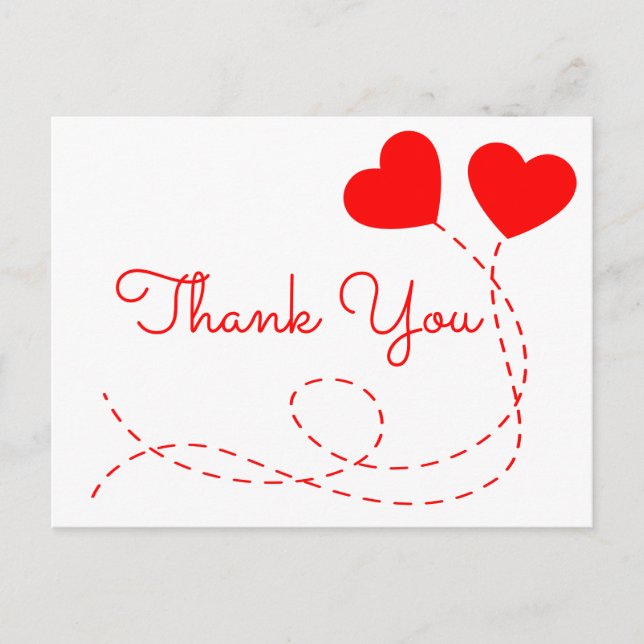 Red Dankeschön für Ihr Hochzeitsherz Brautparty Postkarte (Vorderseite)