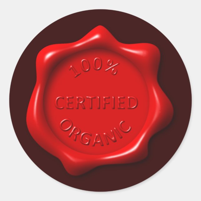 Red Dark Brown 100% Certified Bio Wax Siegel Runder Aufkleber (Vorderseite)