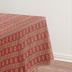 Red Dark Brown Tan Beige Rust Orange Tribal Art Tischdecke