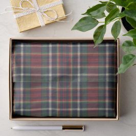 Red Dark Navy Blue Green Plaid Pattern Holiday Seidenpapier