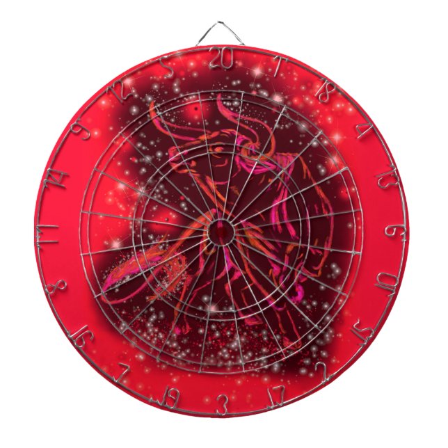 Red Dart Board Bull läuft in der Starry Night Dartscheibe (vorne)