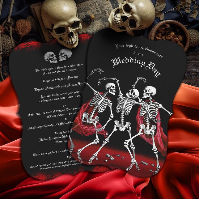 Red Death Dancing Skeletons Gothic Wedding Einladu (Von Creator hochgeladen)