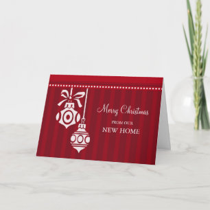 Red Decorations New Address Christmas Card Feiertagskarte