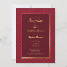 Red Decorative Border Surprise 21. Geburtstag