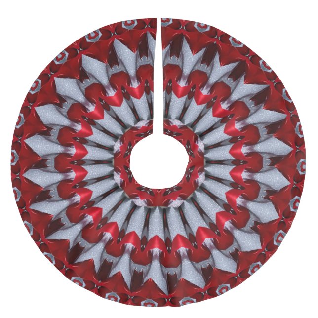 Red Decorative Christmas Tree Skirt Polyester Weihnachtsbaumdecke (Vorderseite)