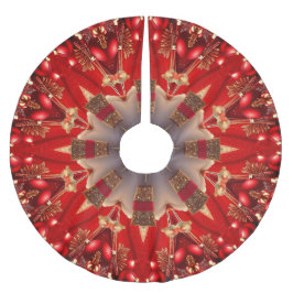 Red Decorative Christmas Tree Skirt Polyester Weihnachtsbaumdecke