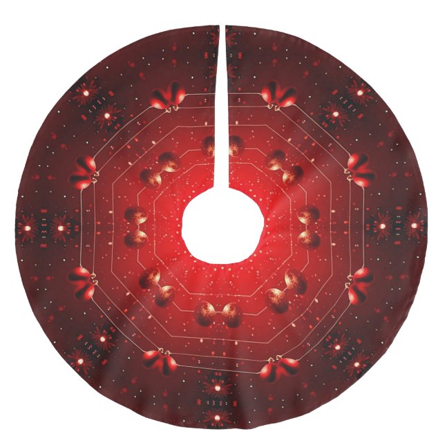 Red Decorative Christmas Tree Skirt Polyester Weihnachtsbaumdecke (Vorderseite)