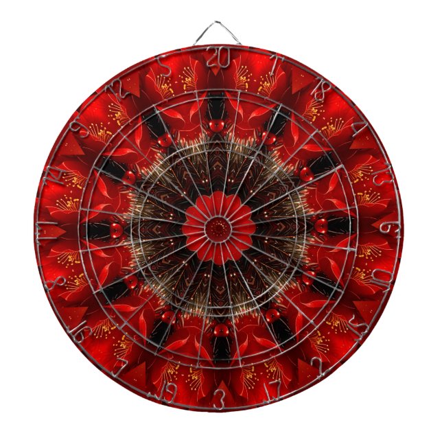 Red Decorative Floral Dartboard Dartscheibe (vorne)