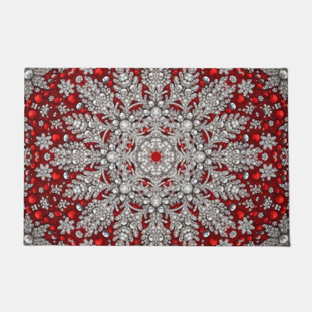 Red Decorative Holiday Doormat Fußmatte (Vorderseite)