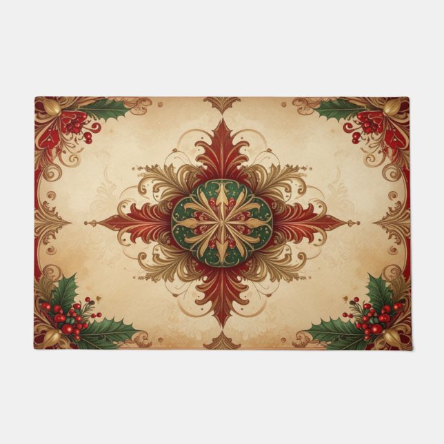 Red Decorative Holiday Doormat Fußmatte (Vorderseite)