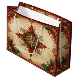 Red Decorative Holiday Gift Bag Große Geschenktüte