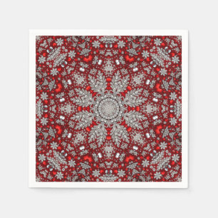 Red Decorative Holiday Napkin Serviette