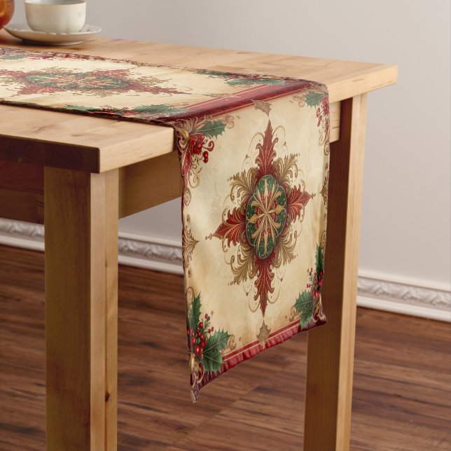 Red Decorative Holiday Table Runner Mittelgroßer Tischläufer (Beispiel)