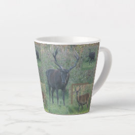 Red Deer Collage Latte Tasse