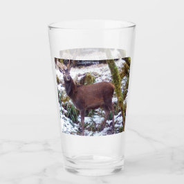 Red Deer Stag im Schnee Glas