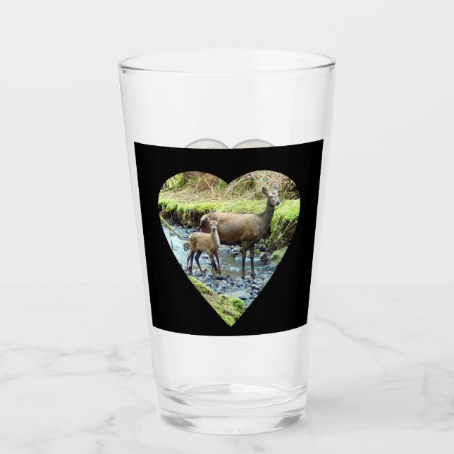 Red Deer und Baby Deer Glas (Vorderseite)