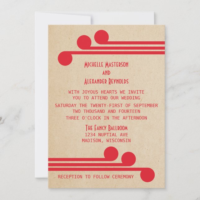Red Deko Chic Wedding Einladung (Vorderseite)