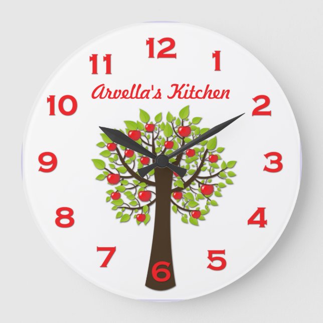 Red Delicious Apple Tree Personalized Wall Clock Große Wanduhr (Vorderseite)