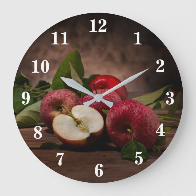 Red Delicious Apples  Große Wanduhr (Vorderseite)