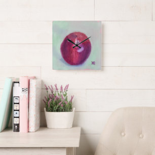 Red Delicious Quadratische Wanduhr