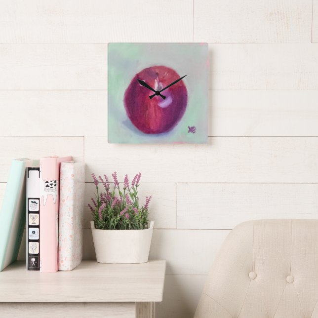Red Delicious Quadratische Wanduhr (Lesesaal)