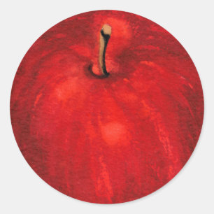 'Red Delicious' Wasserfarbapplikation Runder Aufkleber