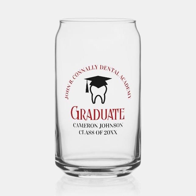 Red Dental School Custom Dentin Abschluss Dosenglas (Vorderseite)