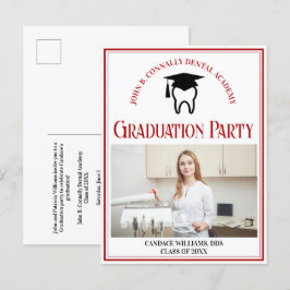Red Dental School Foto Custom Graduation Party Einladungspostkarte