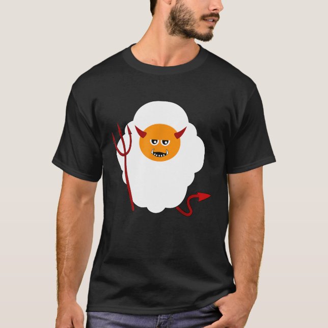 Red Devil Horns Schwanz Pitchfork Deviled Fried Eg T-Shirt (Vorderseite)