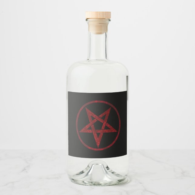 Red Devil Pentagram Alkoholflaschenetikett (Vorderseite)