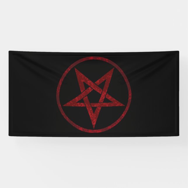 Red Devil Pentagram Banner (Horizontal)