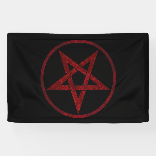 Red Devil Pentagram Banner (Horizontal)