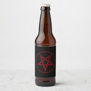 Red Devil Pentagram Bierflaschenetikett