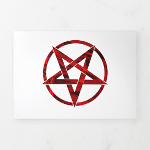 Red Devil Pentagram Dreifach Gefaltete Einladung